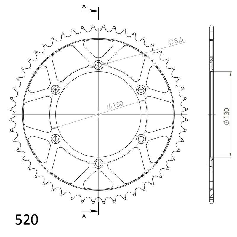 Ketten Rad SUPERSPROX schwarz 52T, 520