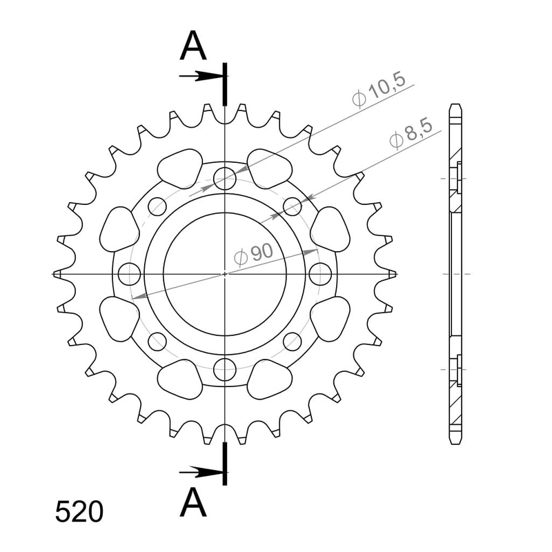Ketten Rad SUPERSPROX schwarz 30T, 520