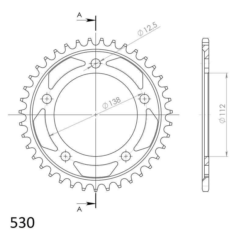 Ketten Rad SUPERSPROX schwarz 39T, 530