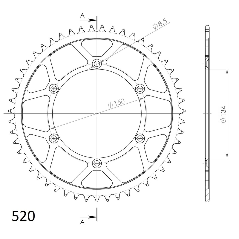 Ketten Rad SUPERSPROX schwarz 49T, 520