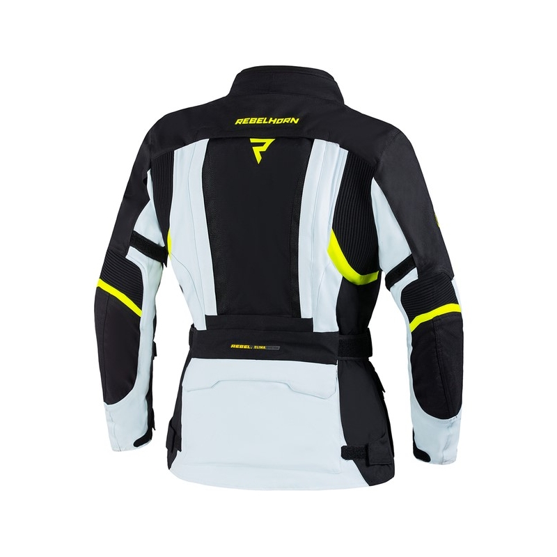 Rebelhorn Hardy II Damen Motorradjacke Grau-Schwarz-Fluo Gelb