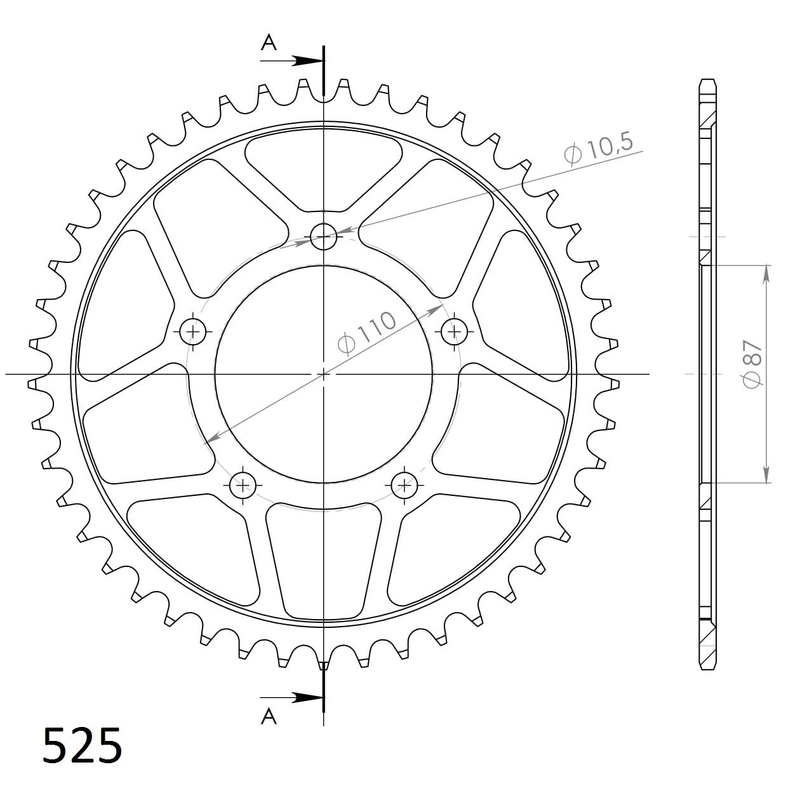 Ketten Rad SUPERSPROX schwarz 45T, 525