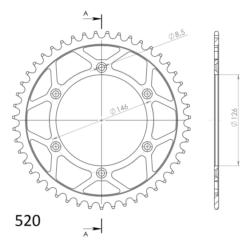 Ketten Rad SUPERSPROX schwarz 48T, 520