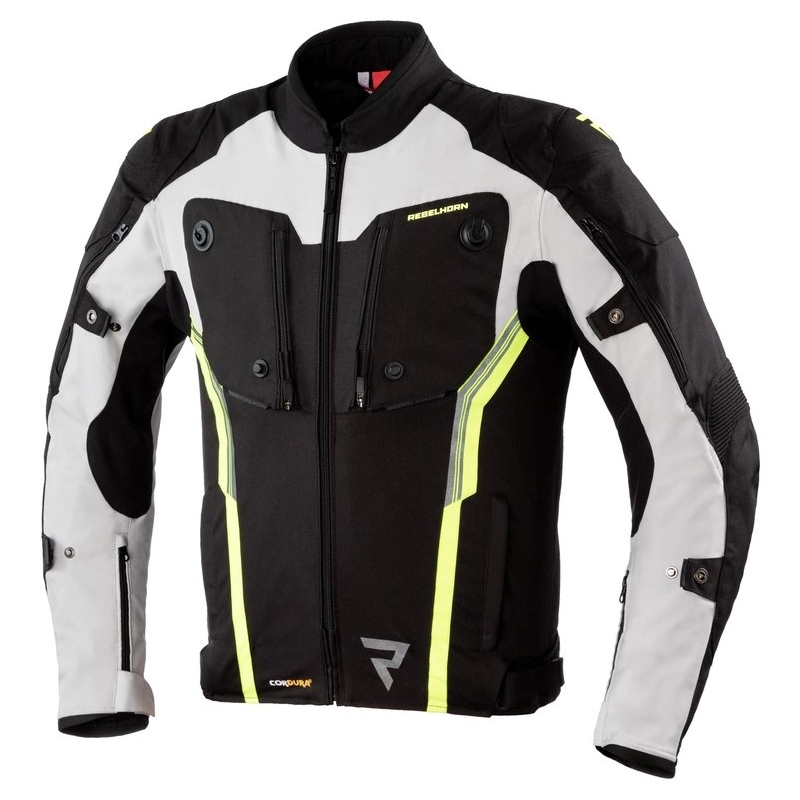 Rebelhorn Borg schwarz-grau-fluorgelbe Motorradjacke Ausverkauf