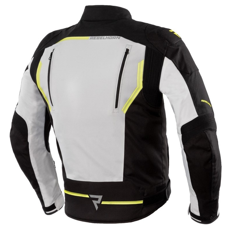 Rebelhorn Borg schwarz-grau-fluorgelbe Motorradjacke Ausverkauf