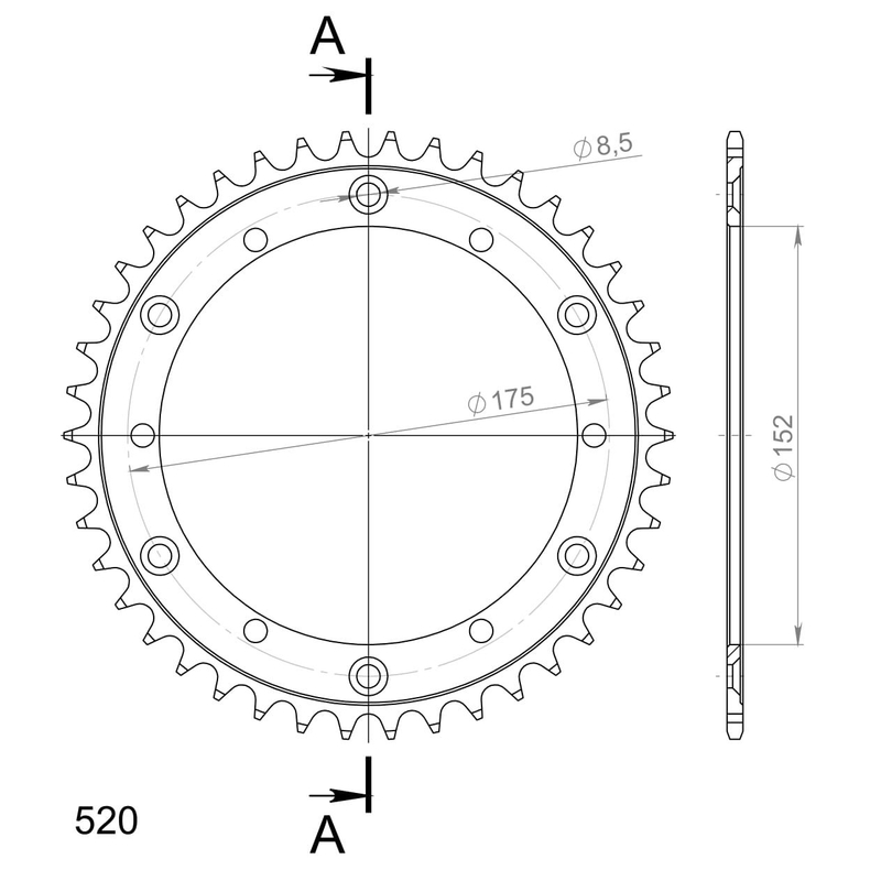 Ketten Rad SUPERSPROX schwarz 42T, 520