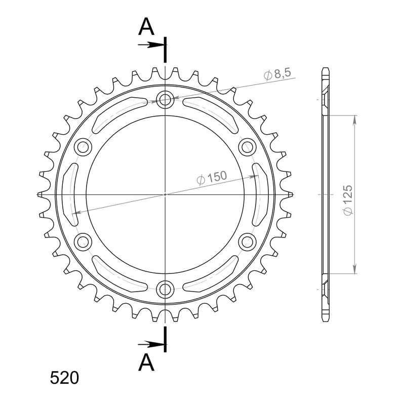 Ketten Rad SUPERSPROX schwarz 38T, 520