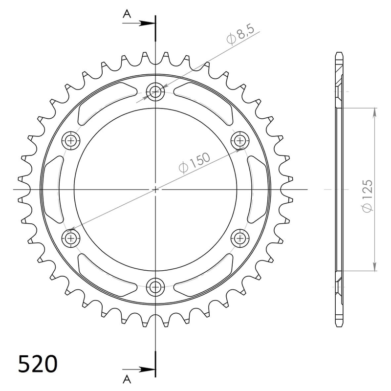 Ketten Rad SUPERSPROX schwarz 40T, 520