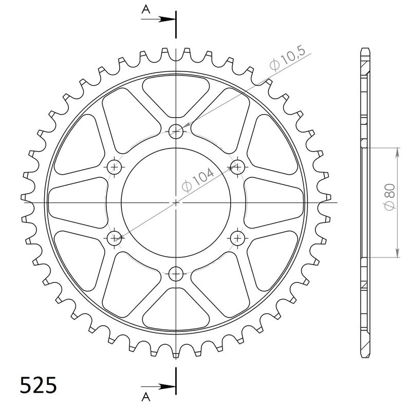 Ketten Rad SUPERSPROX schwarz 43T, 525