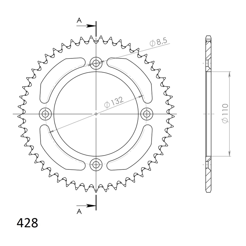 Kettenrad Aluminium SUPERSPROX schwarz 49T, 428