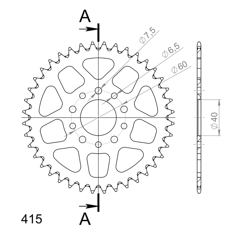 Aluminium-Ketten Rad SUPERSPROX orange 40T, 415