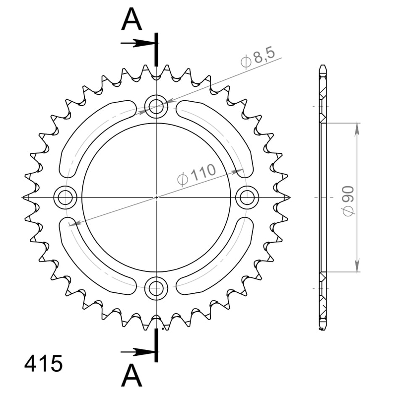 Aluminium-Ketten Rad SUPERSPROX blau 38T, 415