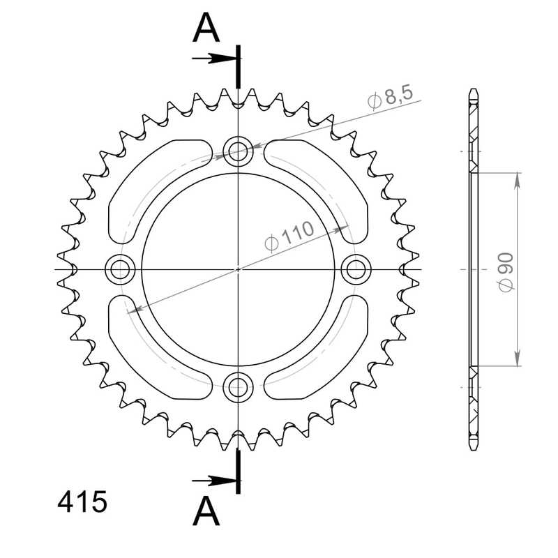 Aluminium-Ketten Rad SUPERSPROX blau 40T, 415