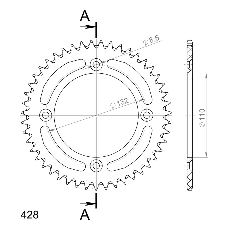 Aluminium-Ketten Rad SUPERSPROX orange 47T, 428