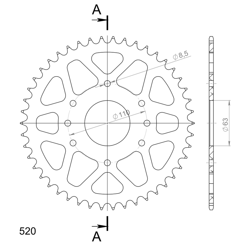 Aluminium-Ketten Rad SUPERSPROX orange 46T, 520