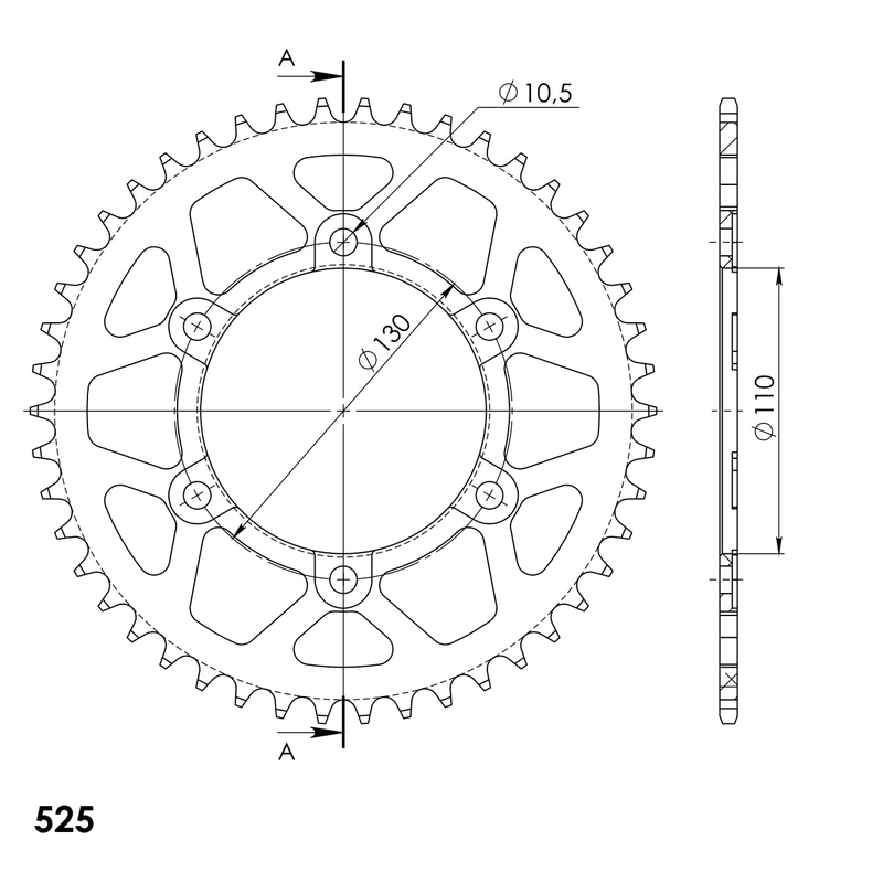 Aluminium-Ketten Rad SUPERSPROX blau 46T, 525