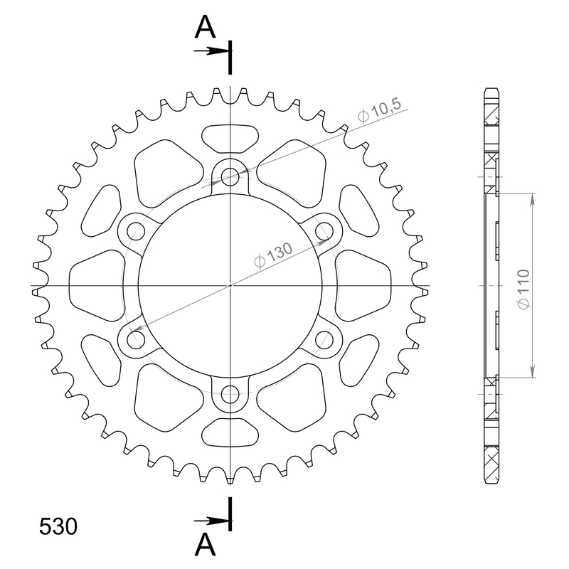 Aluminium-Ketten Rad SUPERSPROX blau 45T, 530