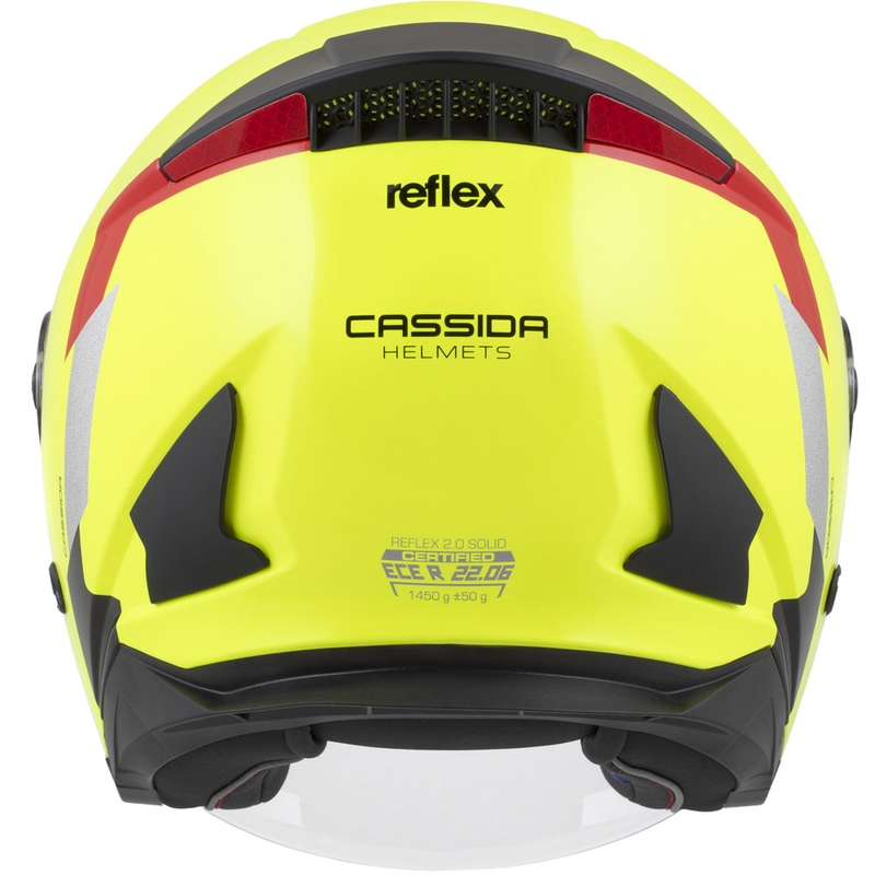 Cassida Reflex 2.0 Safety Jethelm neongelb-rot-grau-reflektierend silber