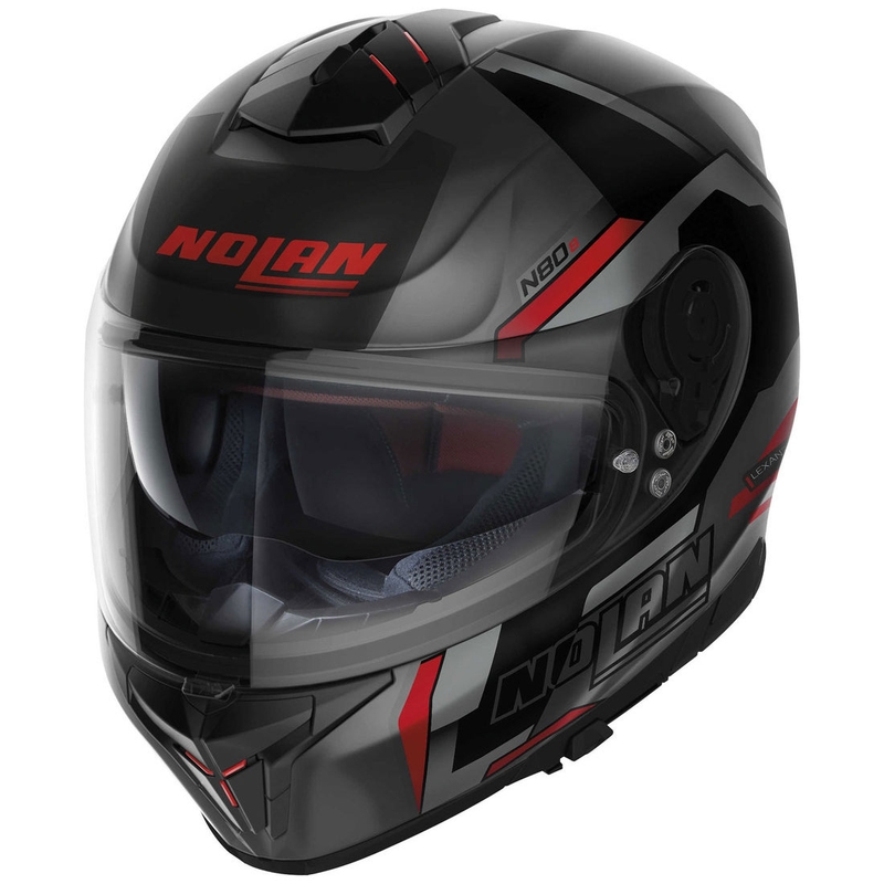 Nolan N80-8 Wanted N-Com Integralhelm Motorrad matt schwarz-rot