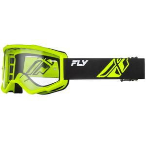 Fly Racing Focus Motocrossbrille schwarz-fluo grün mit klarem Plexiglas