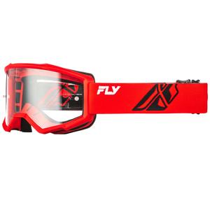 FLY Racing Focus Kinder Motocrossbrille rot-schwarz mit klarem Plexiglas
