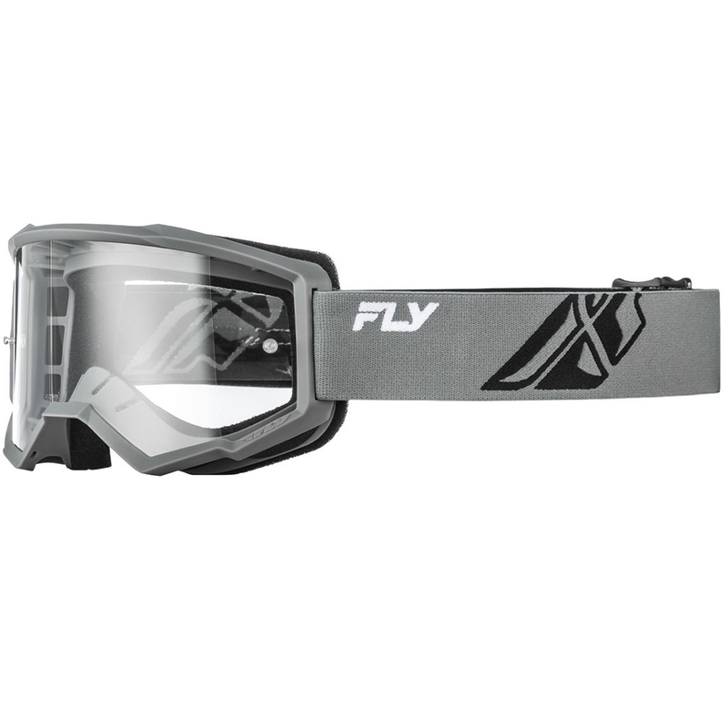 Fly Racing Focus II Kinder Motocrossbrille Grau-Schwarz mit klarer Linse