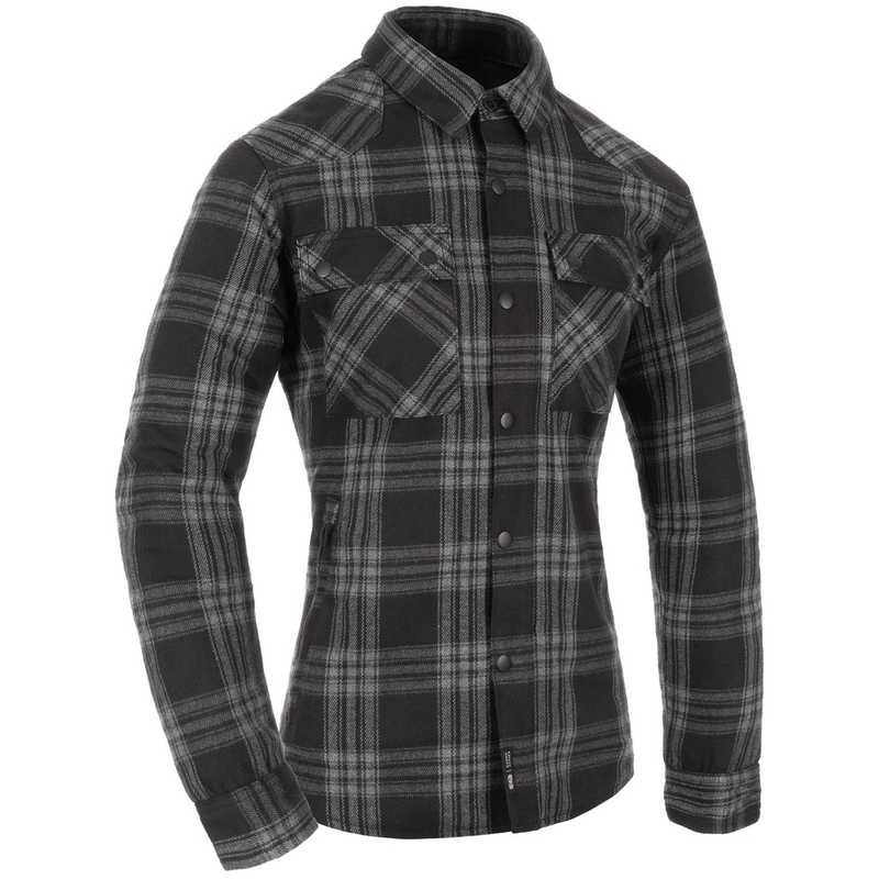 Damen Motorradhemd Oxford Kickback 3.0 grau