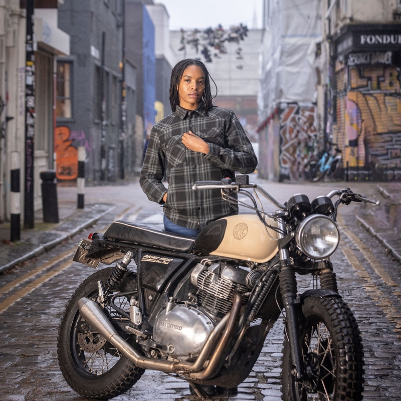 Damen Motorradhemd Oxford Kickback 3.0 grau
