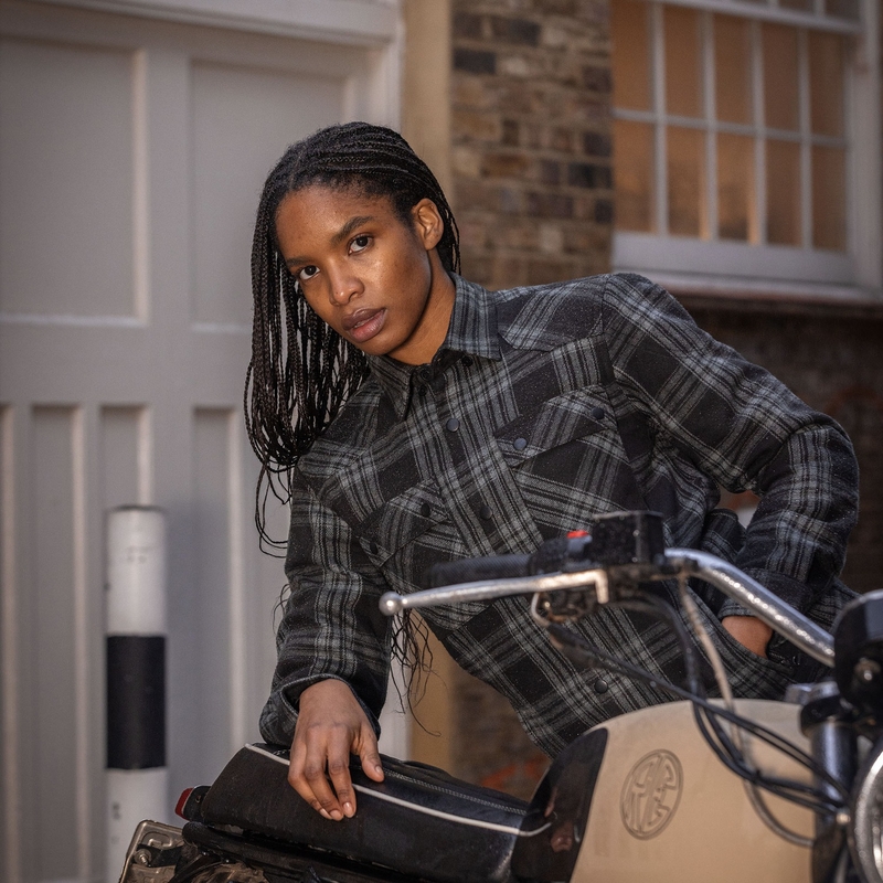 Damen Motorradhemd Oxford Kickback 3.0 grau