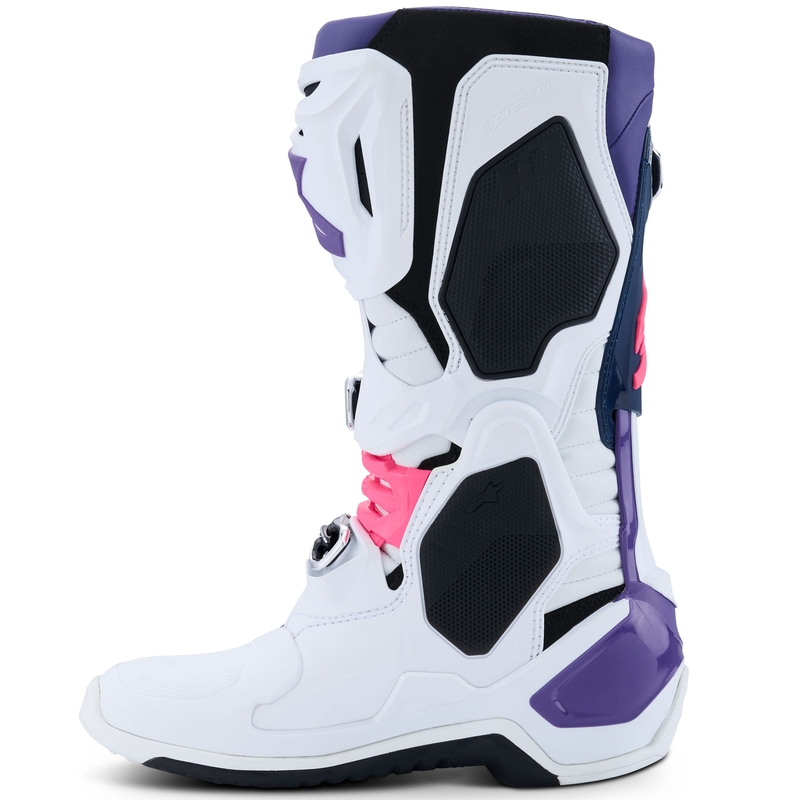 Alpinestars Tech 10 Motorradstiefel weiß-lila-blau-fluo pink