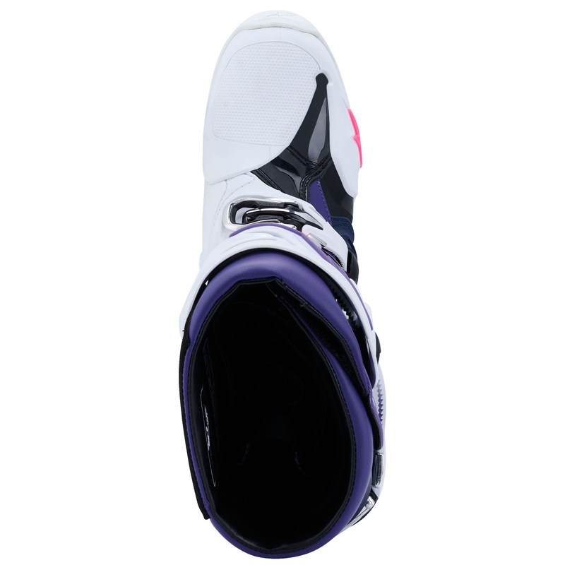 Alpinestars Tech 10 Motorradstiefel weiß-lila-blau-fluo pink