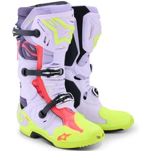 Motorradstiefel Alpinestars Tech 10 Supervented Lila-Fluo Gelb-Pink