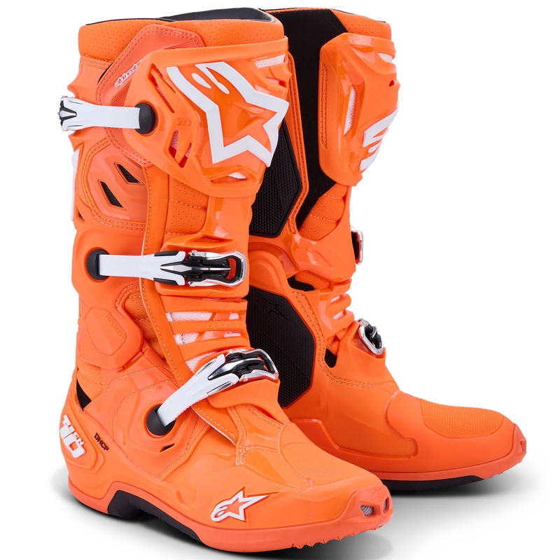 Alpinestars Tech 10 Supervented Motorradstiefel fluo orange-schwarz-weiß