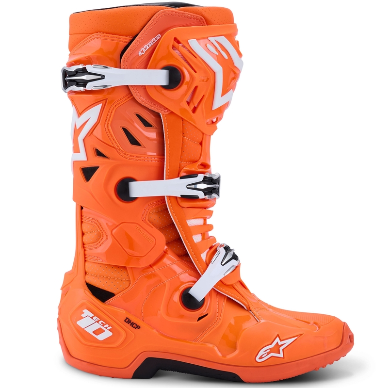 Alpinestars Tech 10 Supervented Motorradstiefel fluo orange-schwarz-weiß