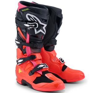 Alpinestars Tech 7 Motorradstiefel schwarz-fluo rot-fluo pink