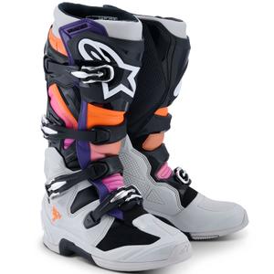 Alpinestars Tech 7 Motorradstiefel Schwarz-Hellgrau-Fluo Orange-Farbverlauf