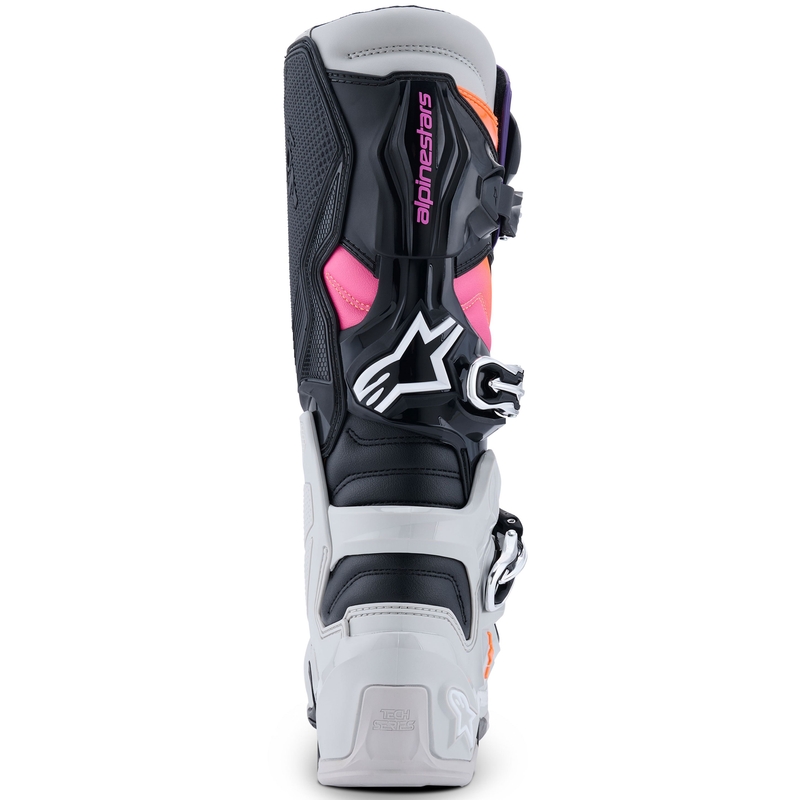 Alpinestars Tech 7 Motorradstiefel Schwarz-Hellgrau-Fluo Orange-Farbverlauf