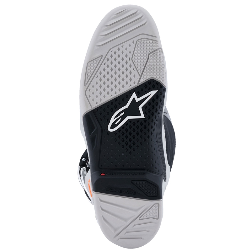 Alpinestars Tech 7 Motorradstiefel Schwarz-Hellgrau-Fluo Orange-Farbverlauf