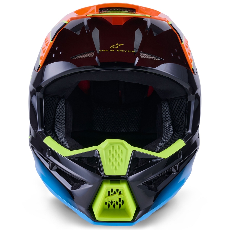 Alpinestars S-M3 Fray Motocrosshelm Schwarz-Fluo Orange-Fluo Gelb-Türkis