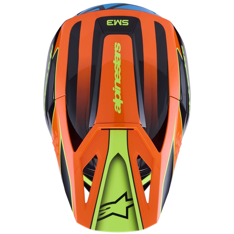 Alpinestars S-M3 Fray Motocrosshelm Schwarz-Fluo Orange-Fluo Gelb-Türkis