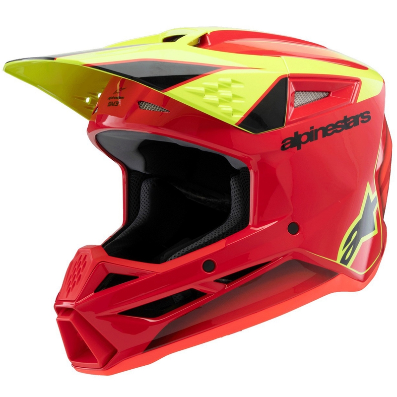 Alpinestars S-M3 Fray Motocrosshelm rot-fluo gelb-schwarz