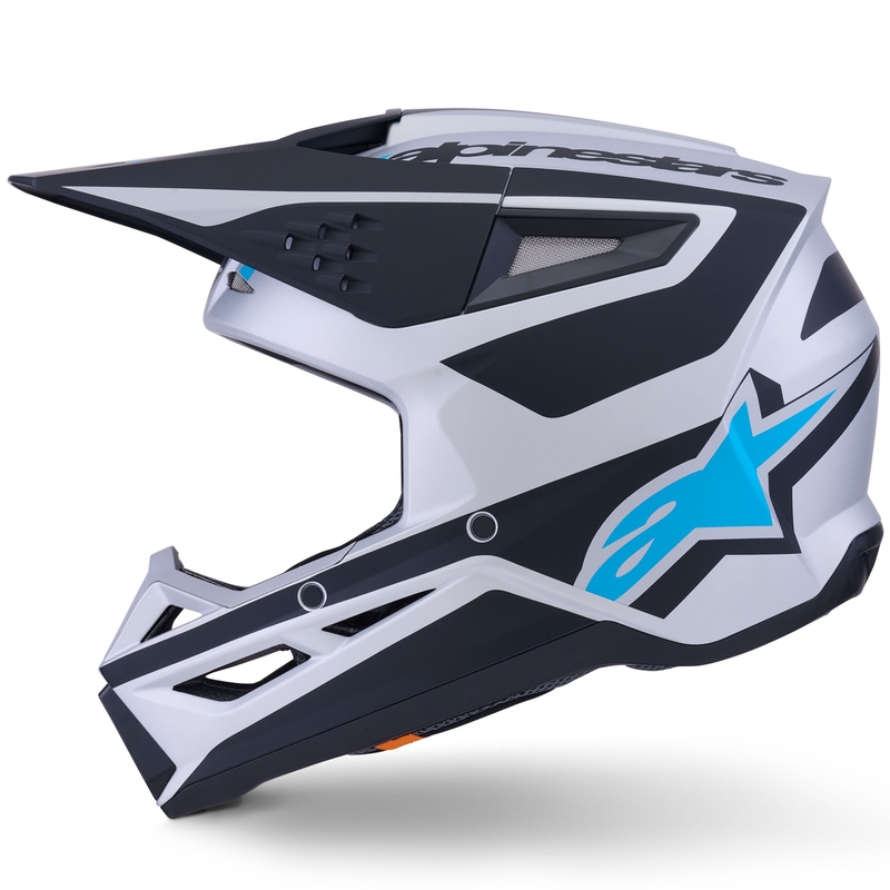 Alpinestars S-M3 Heat Motocrosshelm silber-blau-schwarz matt