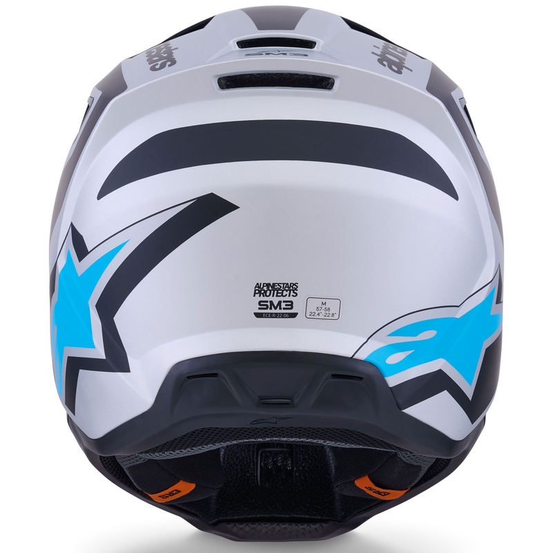 Alpinestars S-M3 Heat Motocrosshelm silber-blau-schwarz matt