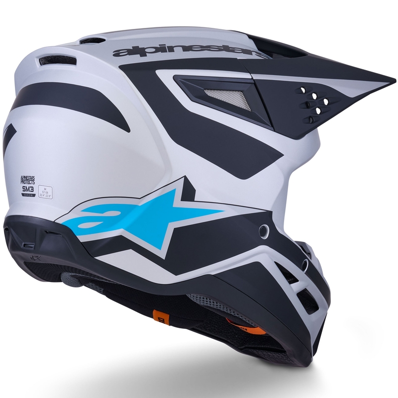 Alpinestars S-M3 Heat Motocrosshelm silber-blau-schwarz matt