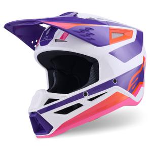 Alpinestars S-M3 Heat Motocrosshelm weiß-lila-pink