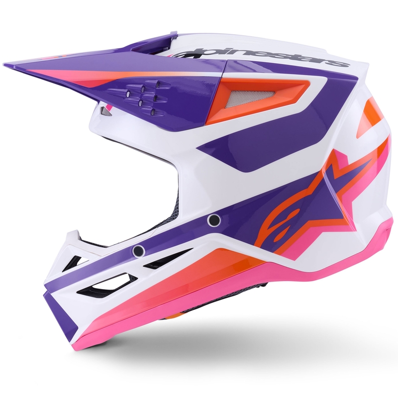 Alpinestars S-M3 Heat Motocrosshelm weiß-lila-pink