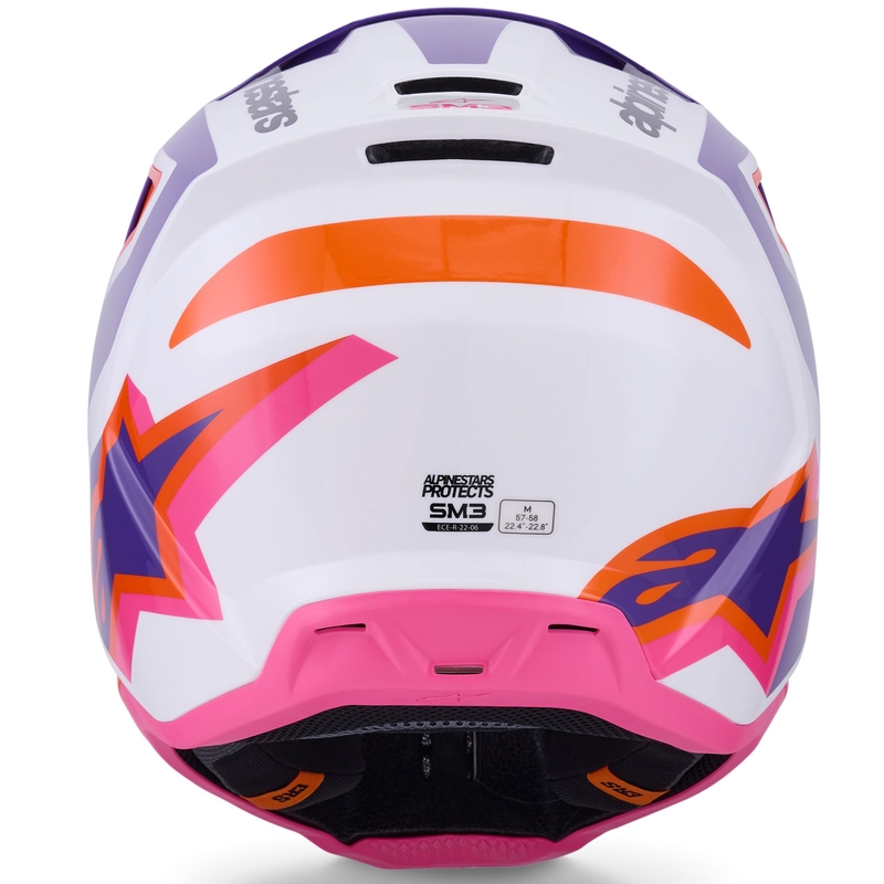 Alpinestars S-M3 Heat Motocrosshelm weiß-lila-pink