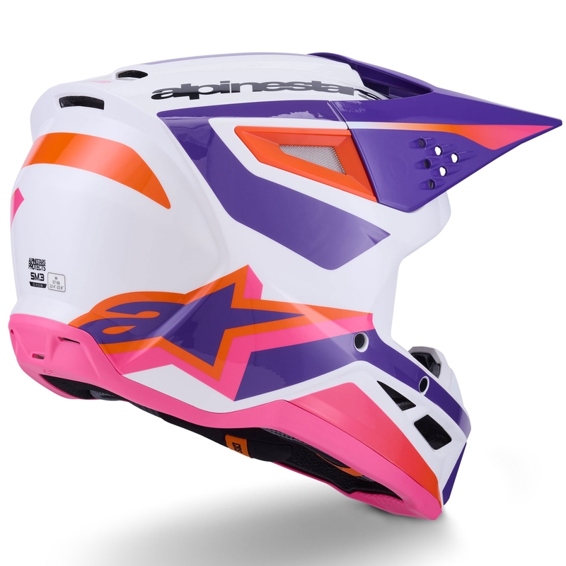 Alpinestars S-M3 Heat Motocrosshelm weiß-lila-pink