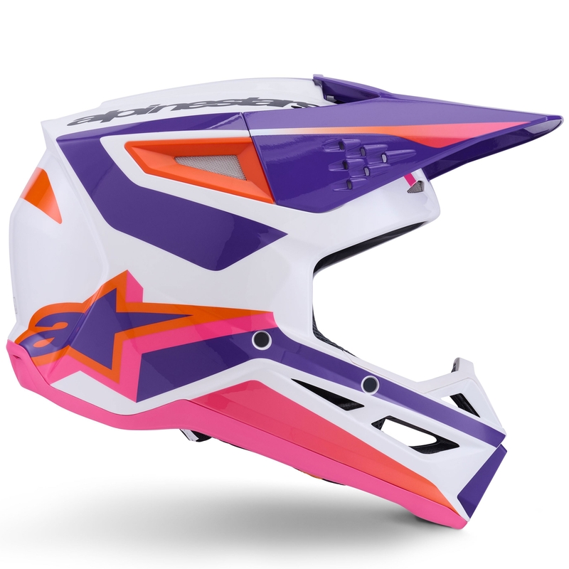 Alpinestars S-M3 Heat Motocrosshelm weiß-lila-pink