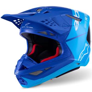 Alpinestars Supertech S-M10 Flood Motocrosshelm blau perl-hellblau-schwarz-carbon-matt-glänzend